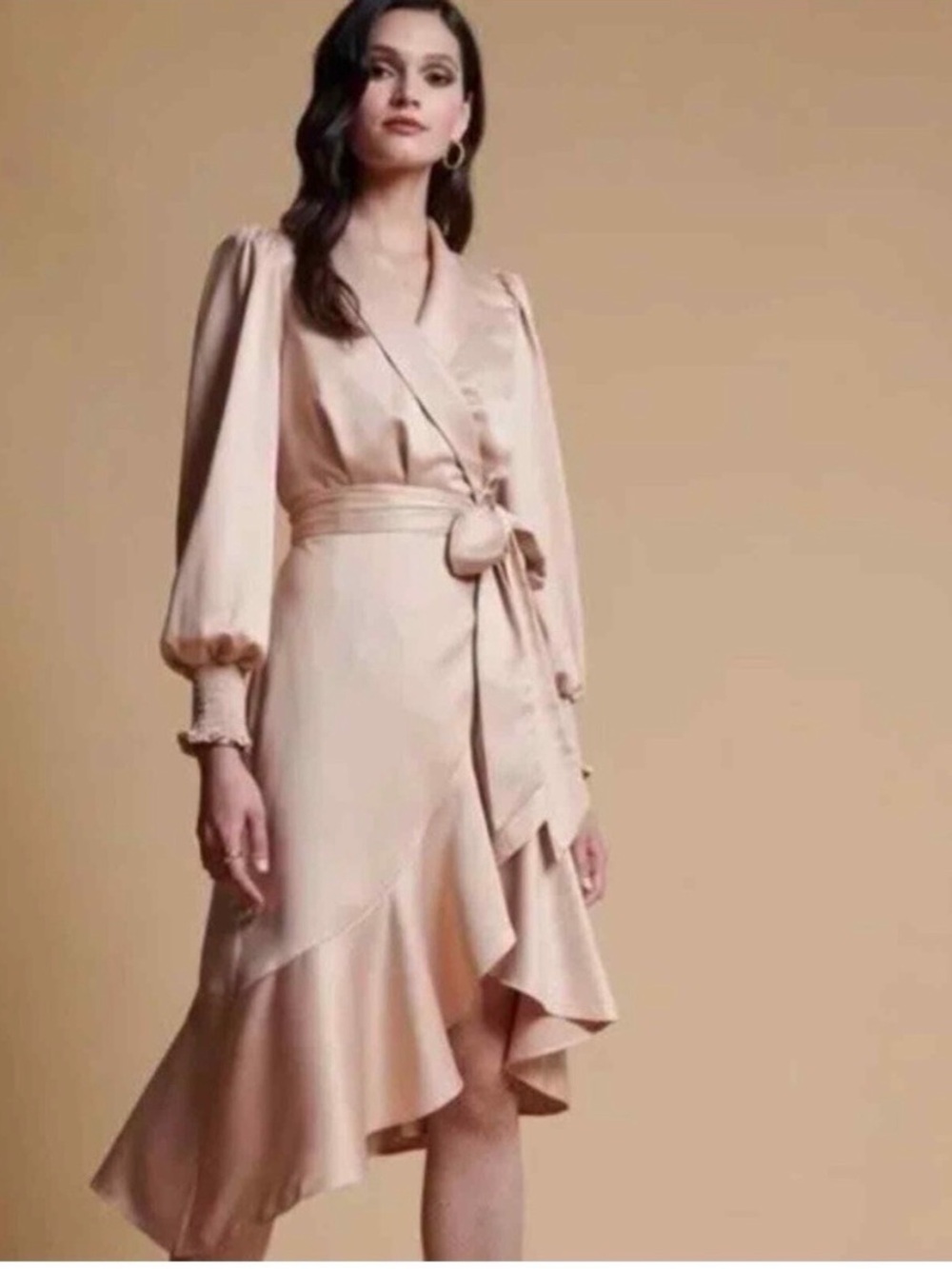 Rachel Parcell Satin Wrap Dress in Blush Pink